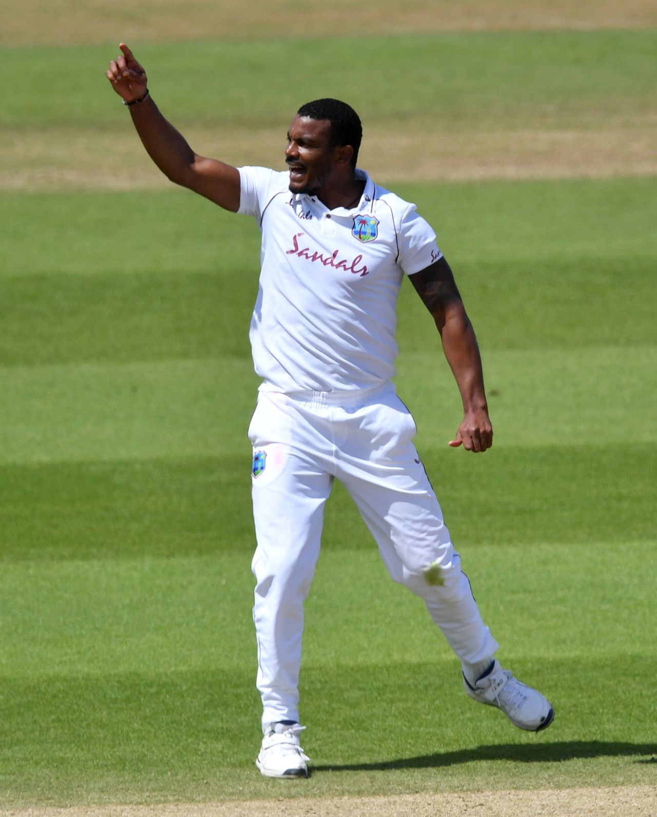 Shannon Gabriel successfully appeals for the wicket of Dom Sibley, England v West Indies, 1st Test, 4th day, Southampton, July 11, 2020
