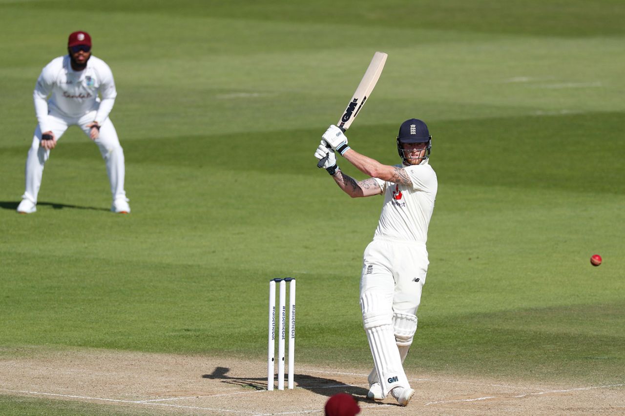 Ben Stokes plays a shot, England v West Indies, 1st Test, 4th day, Southampton, July 11, 2020