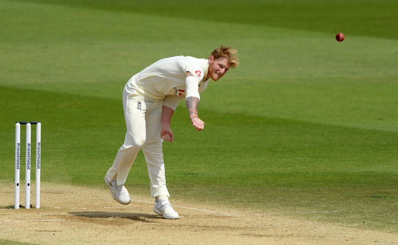 Ben Stokes bowls, England v West Indies, 1st Test, 5th day, Southampton, July 12, 2020