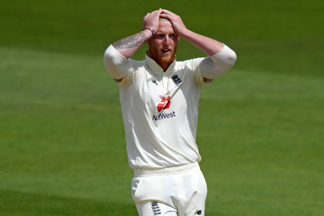 Ben Stokes is left to rue some missed chances by his fielders, England v West Indies, 1st Test, 5th day, Southampton, July 12, 2020