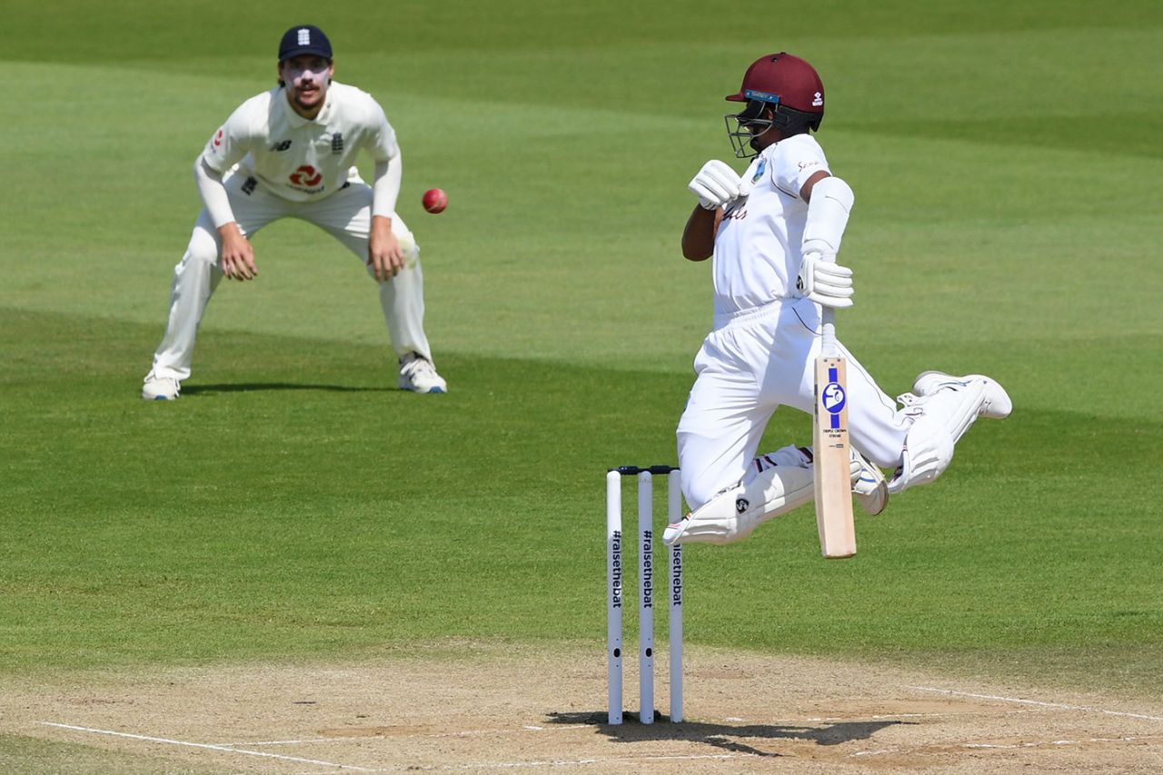 Shane Dowrich escapes a short ball from Jofra Archer, England v West Indies, 1st Test, 5th day, Southampton, July 12, 2020