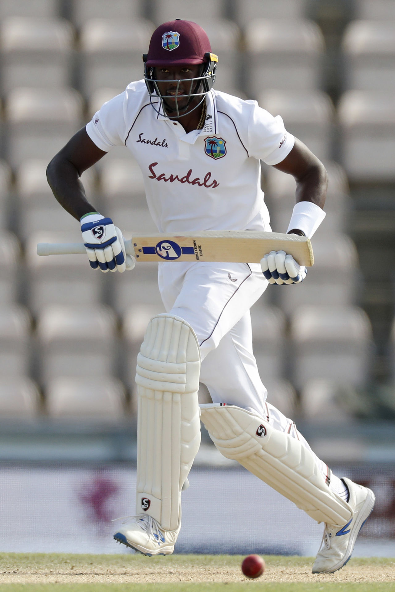 Jason Holder takes a single, England v West Indies, 1st Test, 5th day, Southampton, July 12, 2020
