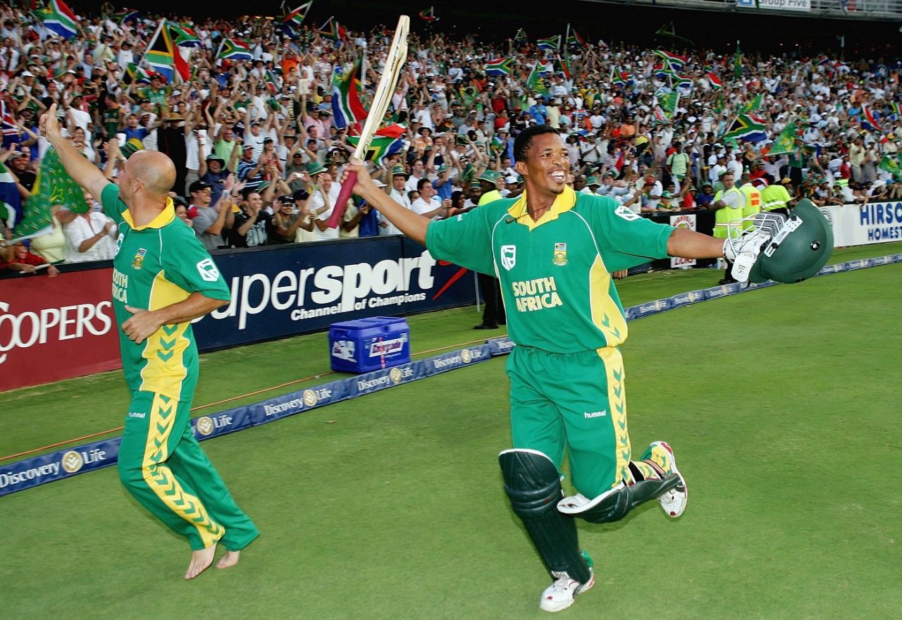 Herschelle Gibbs and Makhaya Ntini, seen in this file photo at the Wanderers Stadium in 2006, have signed in support of Lungi Ngidi and #BLM