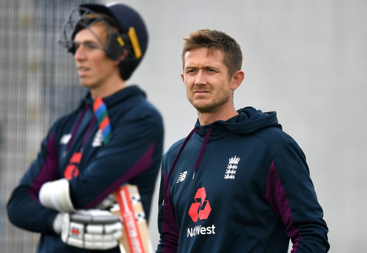Joe Denly during a practice session with Zak Crawley in the background, Manchester, July 14, 2020