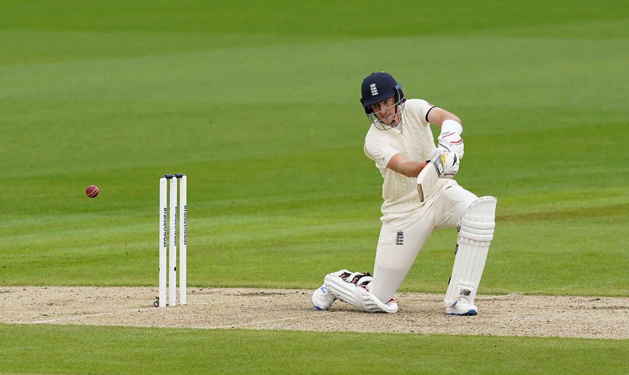 Joe Root slashes through point, England v West Indies, 2nd Test, Old Trafford, July 16, 2020