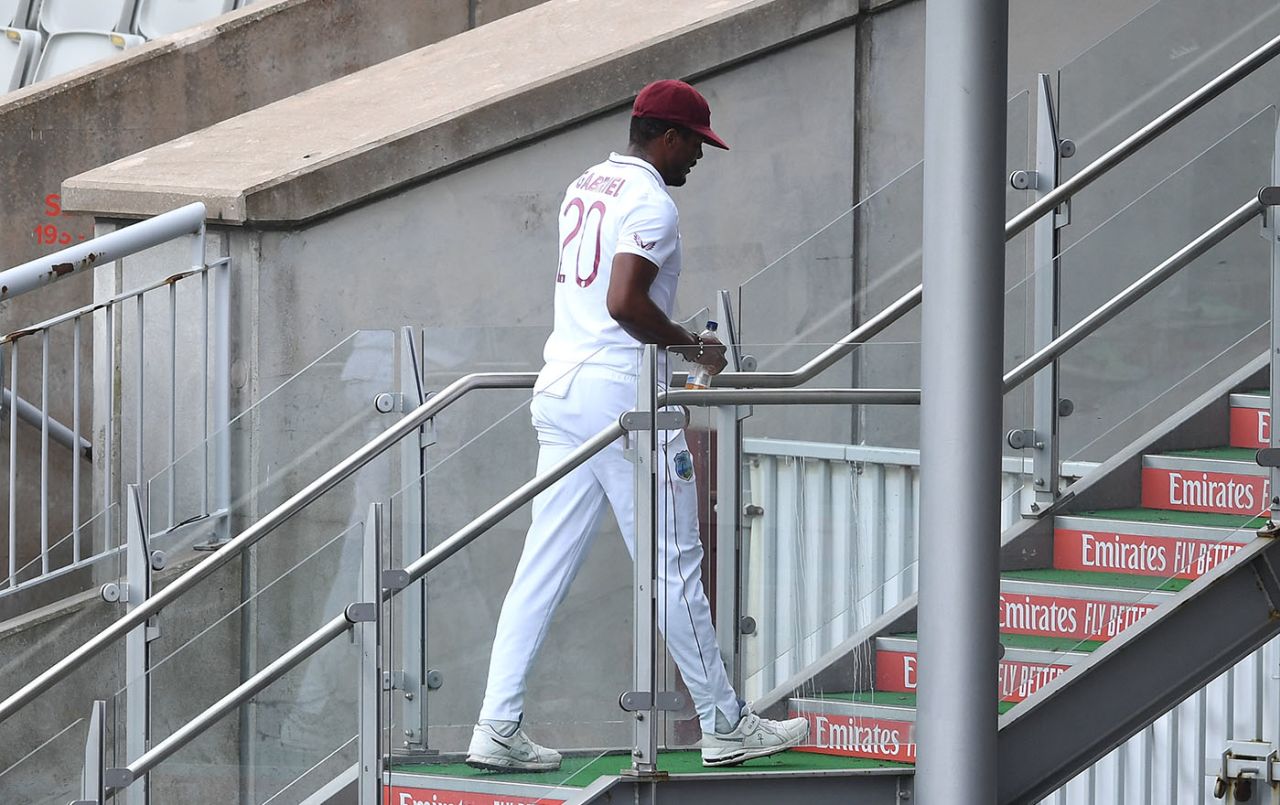 Shannon Gabriel leaves the field with a niggle, England v West Indies, 2nd Test, Old Trafford, July 16, 2020