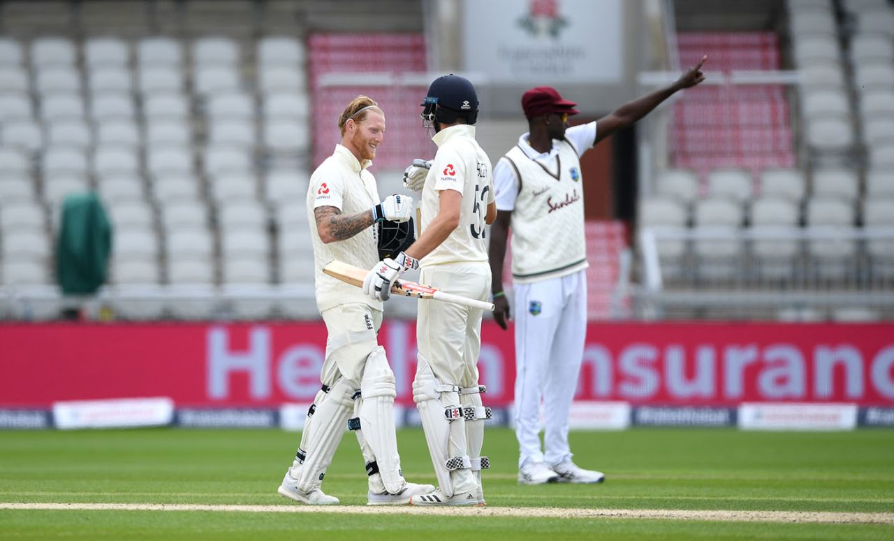 Ben Stokes and Dom Sibley piled on the runs, England v West Indies, 2nd Test, Day 2, Emirates Old Trafford, July 17, 2020