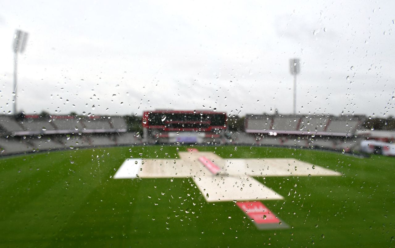 Rain delayed proceedings on the third morning, England v West Indies, 2nd Test, Emirates Old Trafford, 3rd day, July 18, 2020