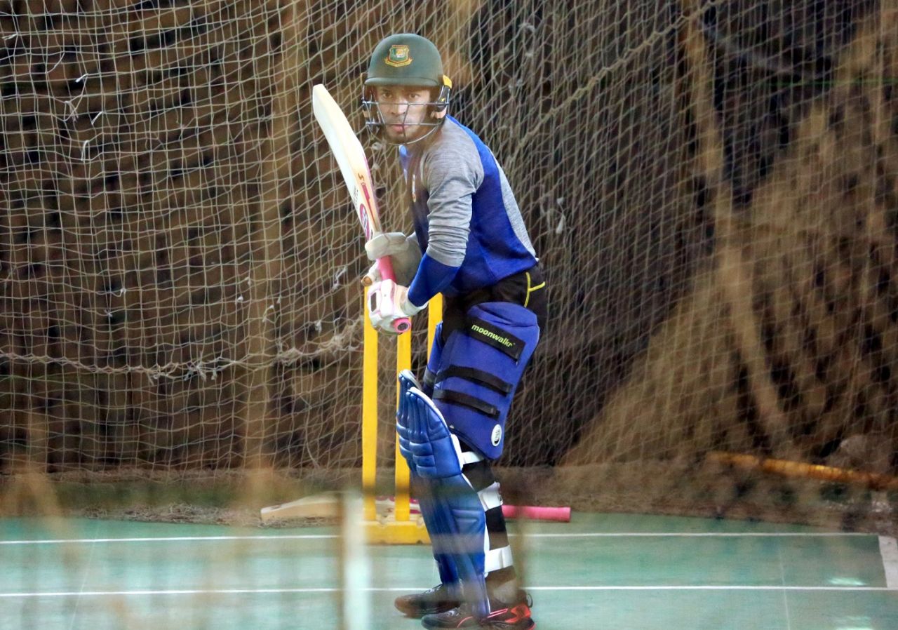 Mushfiqur Rahim bats in the nets at the Shere Bangla National Stadium, Dhaka, July 19, 2020