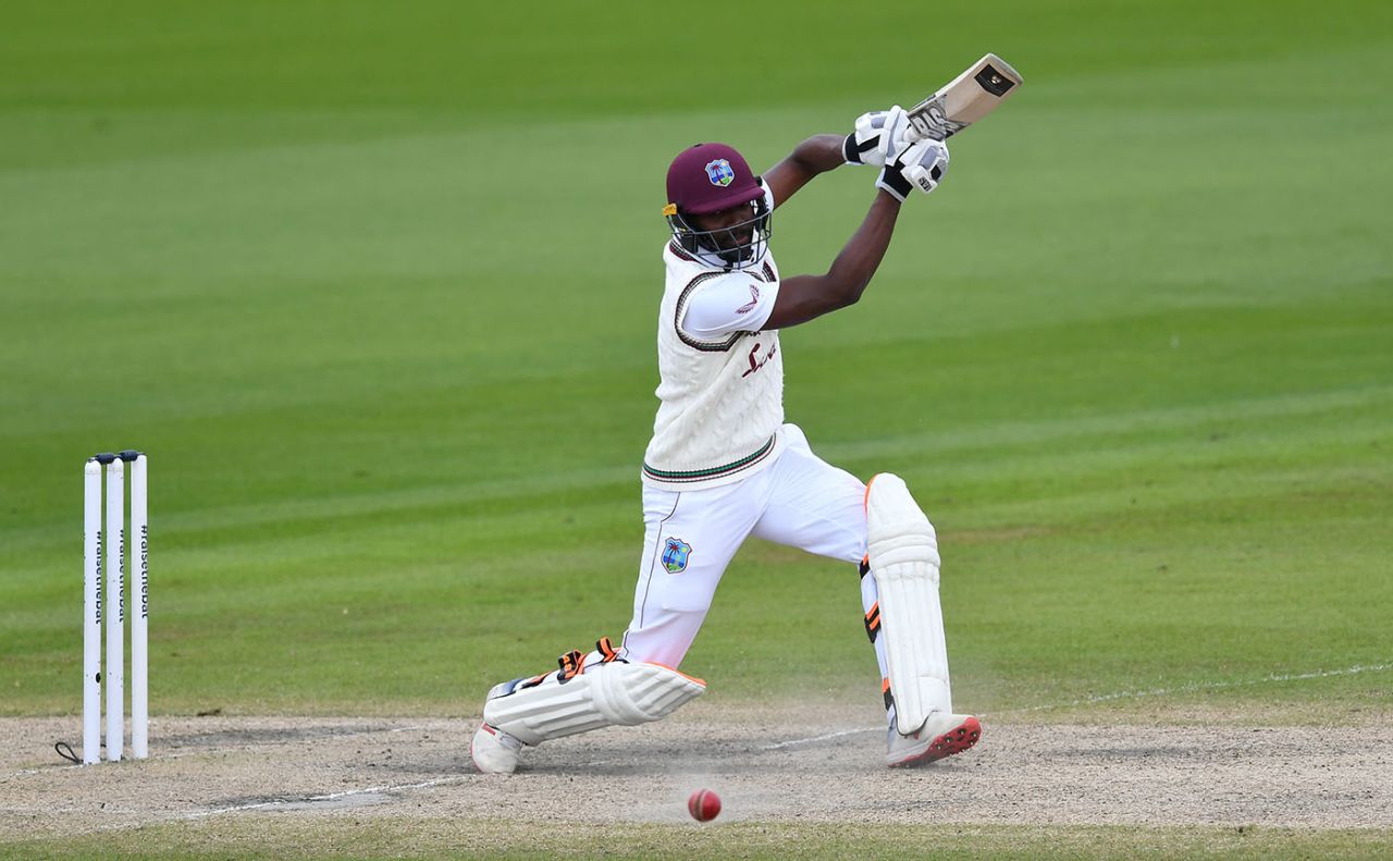 Shamarh Brooks made his second half-century of the match, England v West Indies, 2nd Test, Emirates Old Trafford, 5th day, July 20, 2020