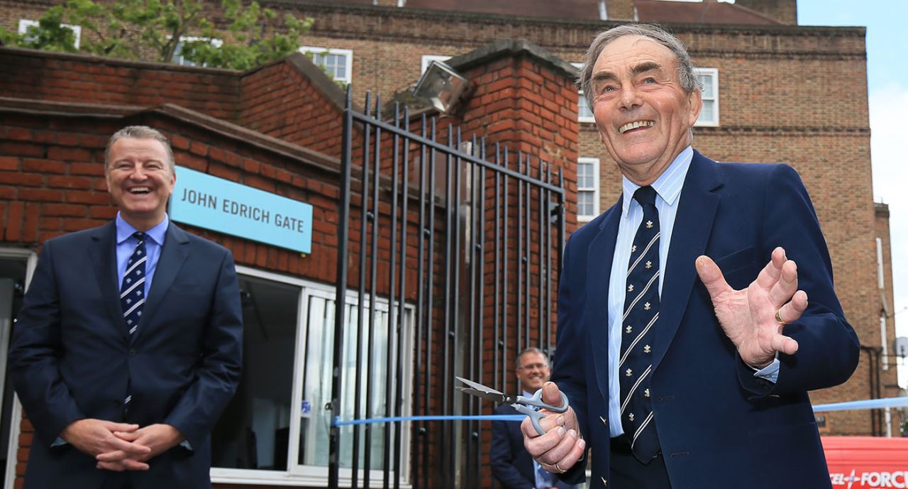 John Edrich at the unveiling of a gate in his name, The Oval, June 2, 2015