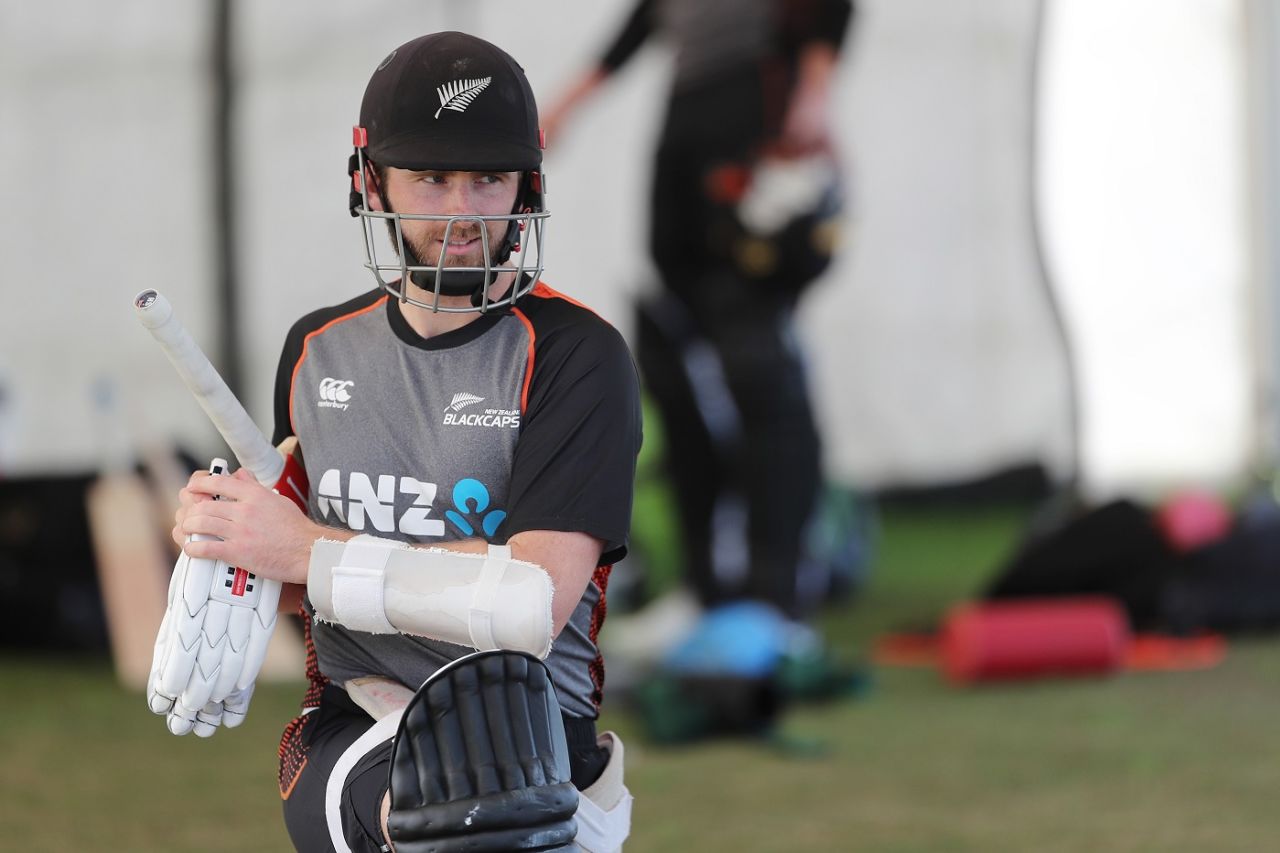 Kane Williamson gets ready for a hit in the nets at Bay Oval, Mount Maunganui, July 22, 2020