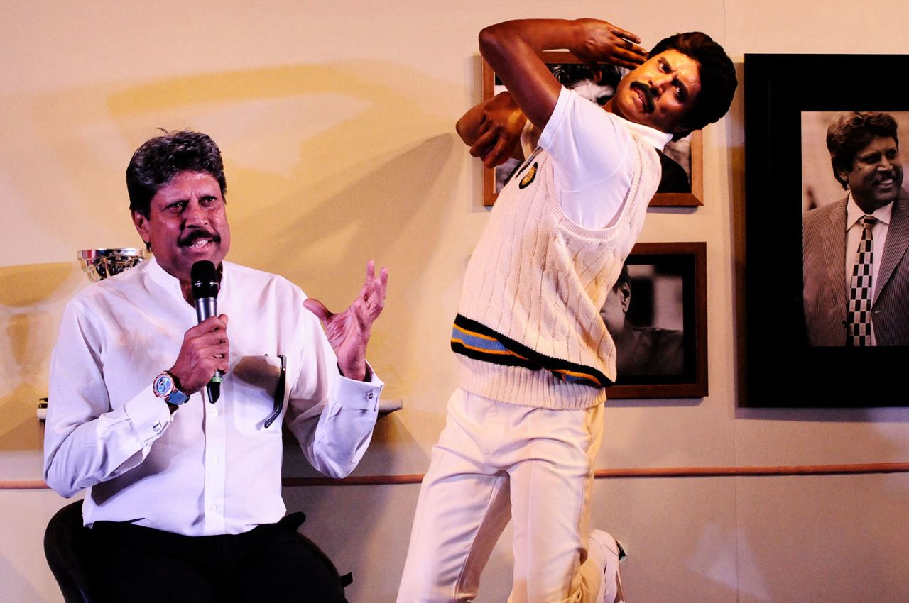 Kapil Dev poses with his wax statue at Madame Tussauds in Delhi, May 11, 2017