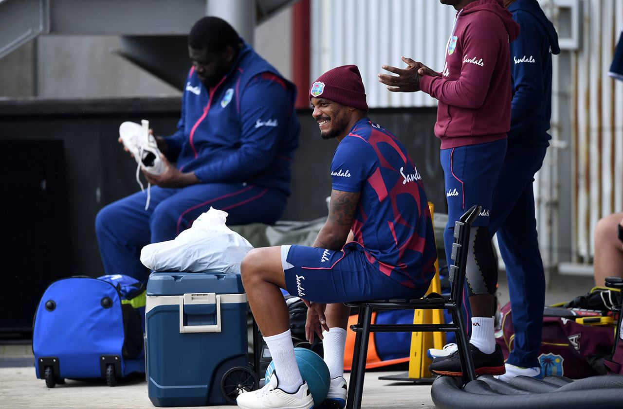 Shannon Gabriel went off with an injury in the second Test, West Indies training, Emirates Old Trafford, July 22, 2020
