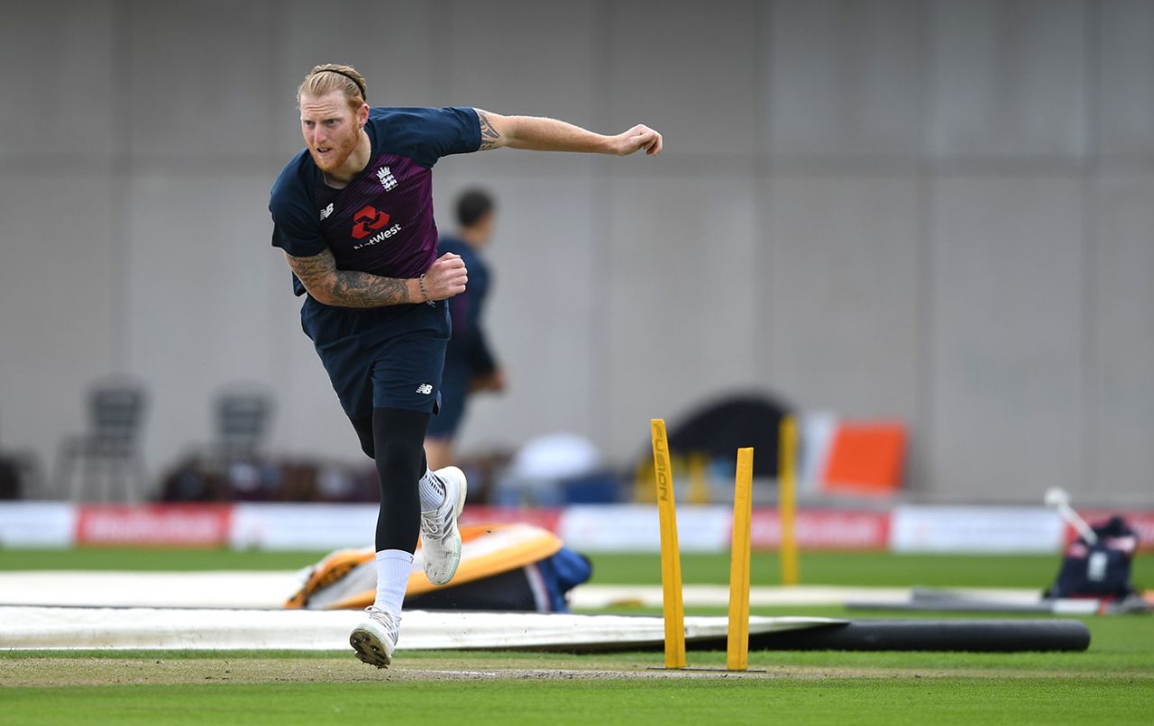 Ben Stokes bowls in the nets before the third Test, England training, Emirates Old Trafford, July 23, 2020