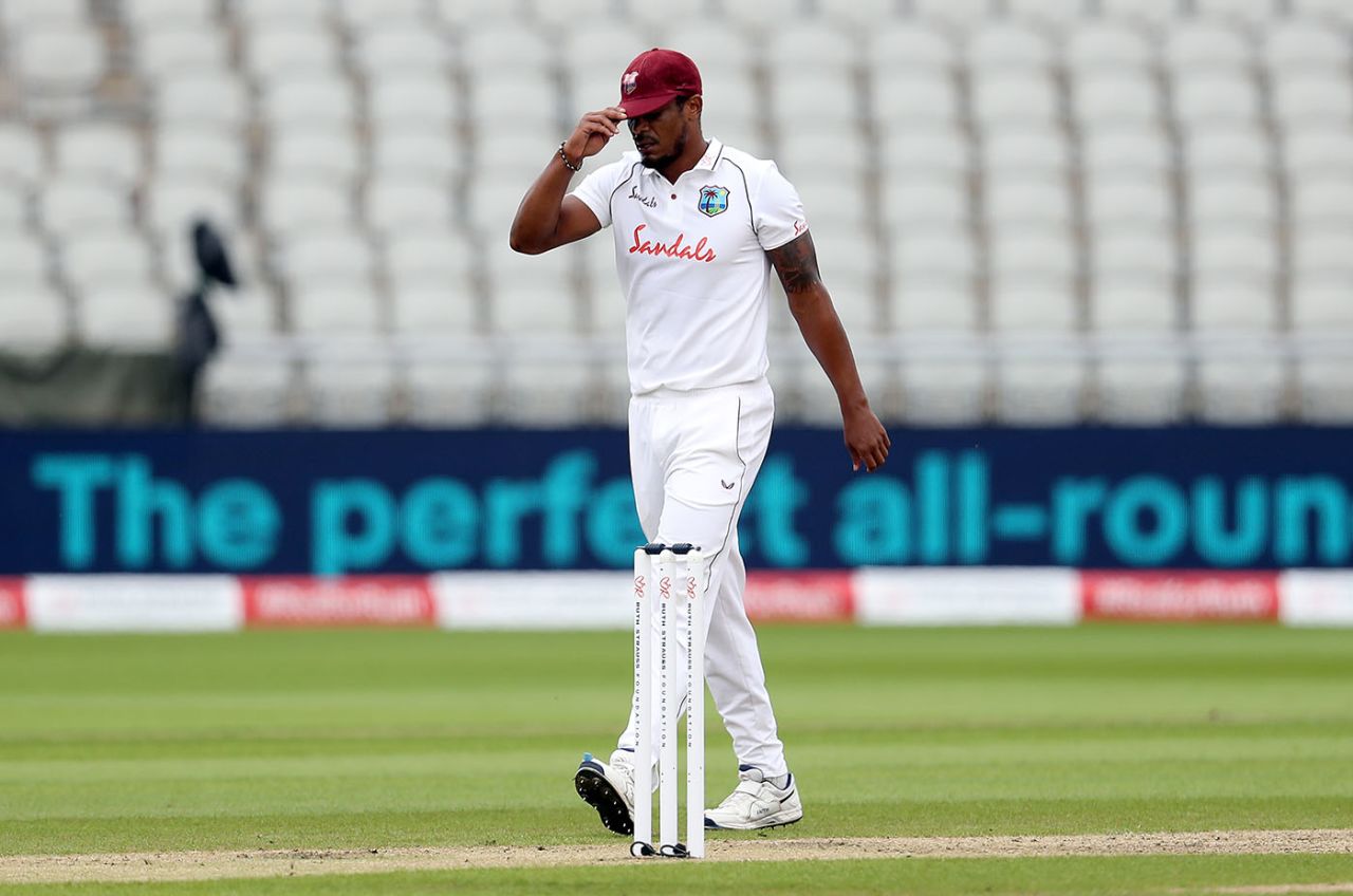 Shannon Gabriel takes his cap and walk off mid-over, England v West Indies, 3rd Test, Old Trafford, 1st day, July 24, 2020