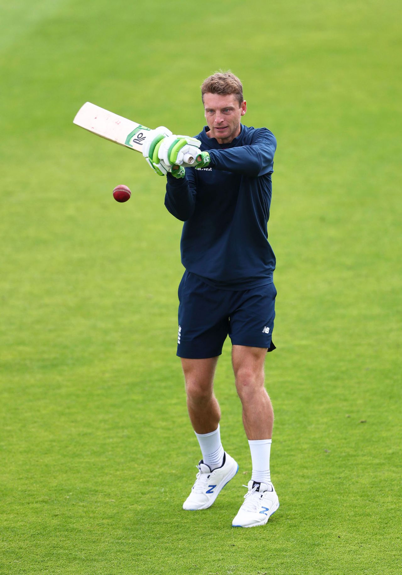 Jos Buttler gets a throw-down on the second morning, England v West Indies, 3rd Test, Emirates Old Trafford, 2nd day, July 25, 2020