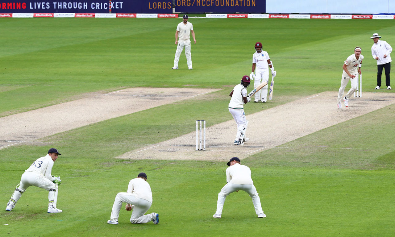 Joe Root takes a low catch in the slips, England v West Indies, 3rd Test, Emirates Old Trafford, 3rd day, July 26, 2020