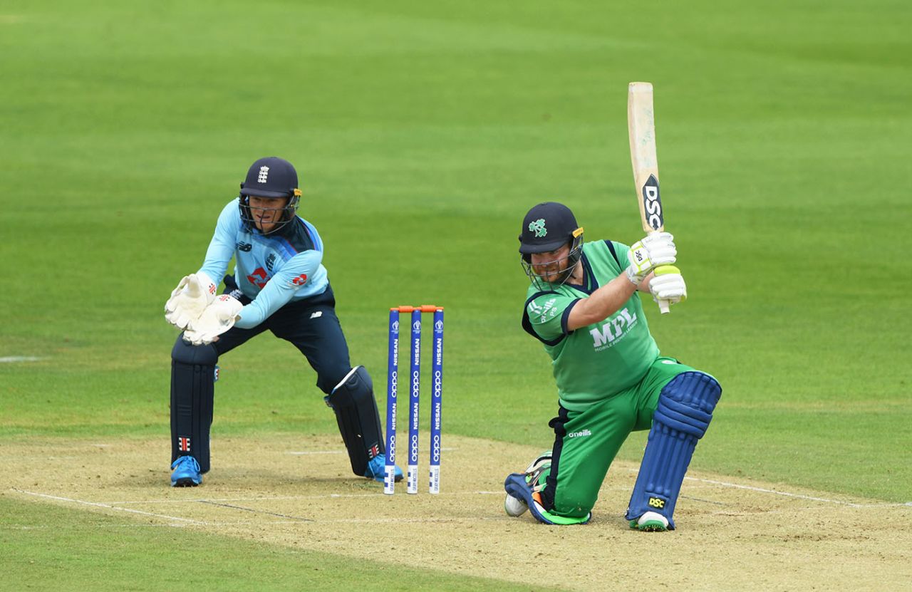 Paul Stirling drives through the off side, England Lions v Ireland, Ageas Bowl, July 26, 2020