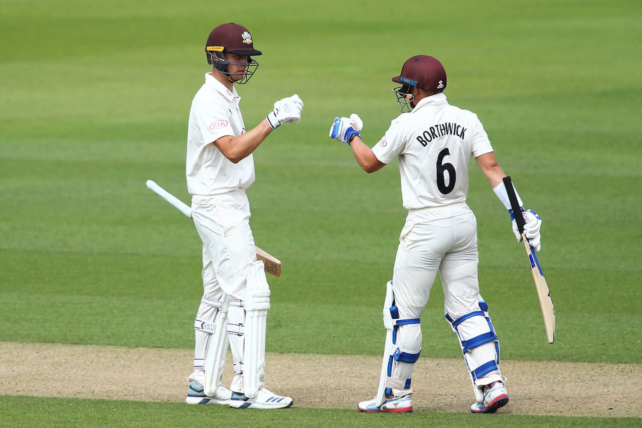 Back in business: Will Jack and Scott Borthwick got going out in the middle, Surrey v Middlesex, The Oval, July 26, 2020