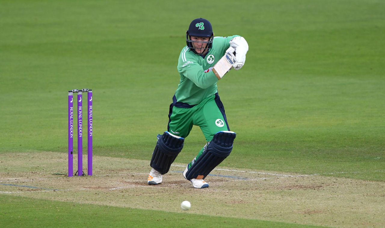 Curtis Campher drives through the covers, England v Ireland, 2nd ODI, Southampton, August 1, 2020