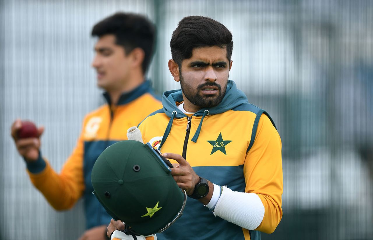 Babar Azam looks on in training, Emirates Old Trafford, August 3, 2020