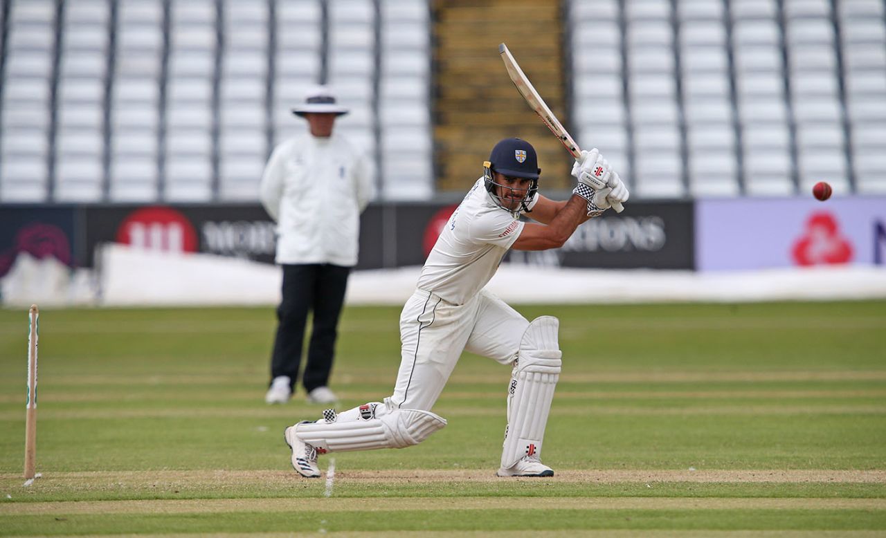 David Bedingham steers through the covers, Durham v Yorkshire, Chester-le-Street, Bob Willis Trophy, August 3, 2020