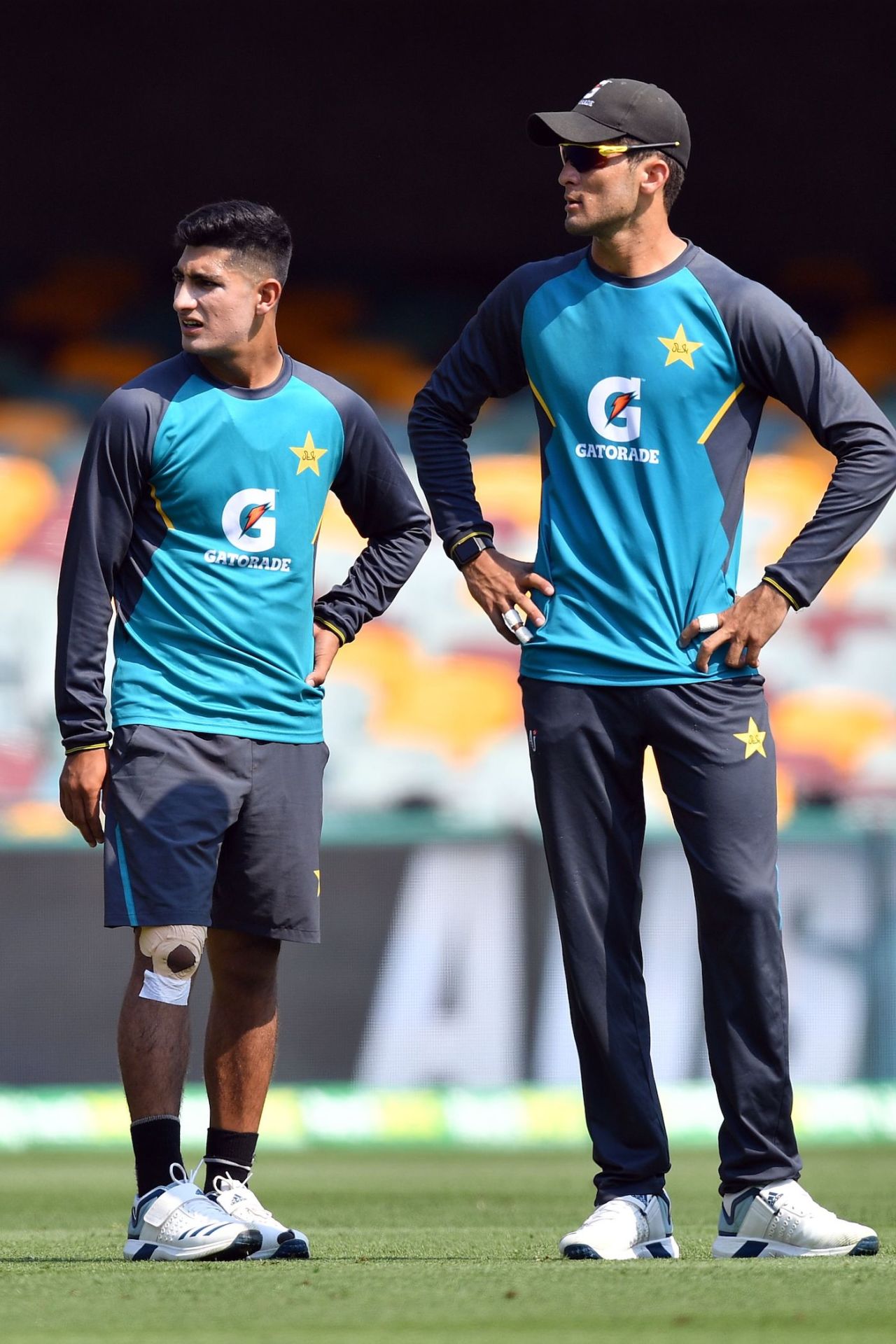 Naseem Shah and Shaheen Afridi at practice before the first Test, Pakistan tour of Australia, Brisbane, November 20, 2019