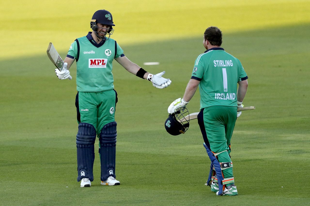 Paul Stirling and Andy Balbirnie shared a second-wicket partnership worth more than 200 runs, England v Ireland, 3rd ODI, Ageas Bowl, August 4, 2020