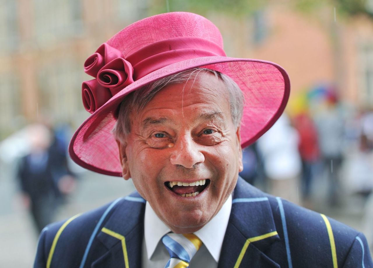 Dickie Bird borrows a ladies hat at the 150th Anniversary of Yorkshire County Cricket Club, June 14, 2013 