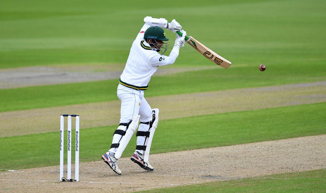 Abid Ali drives off the back foot, England v Pakistan, 1st Test, Old Trafford, day 1, August 5, 2020