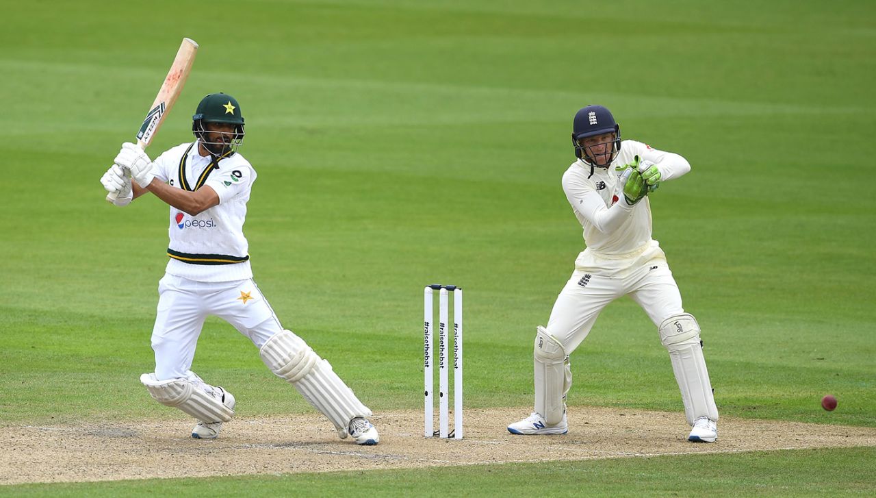 Shan Masood works the ball to the off side, England v Pakistan, 1st Test, Old Trafford, day 1, August 5, 2020