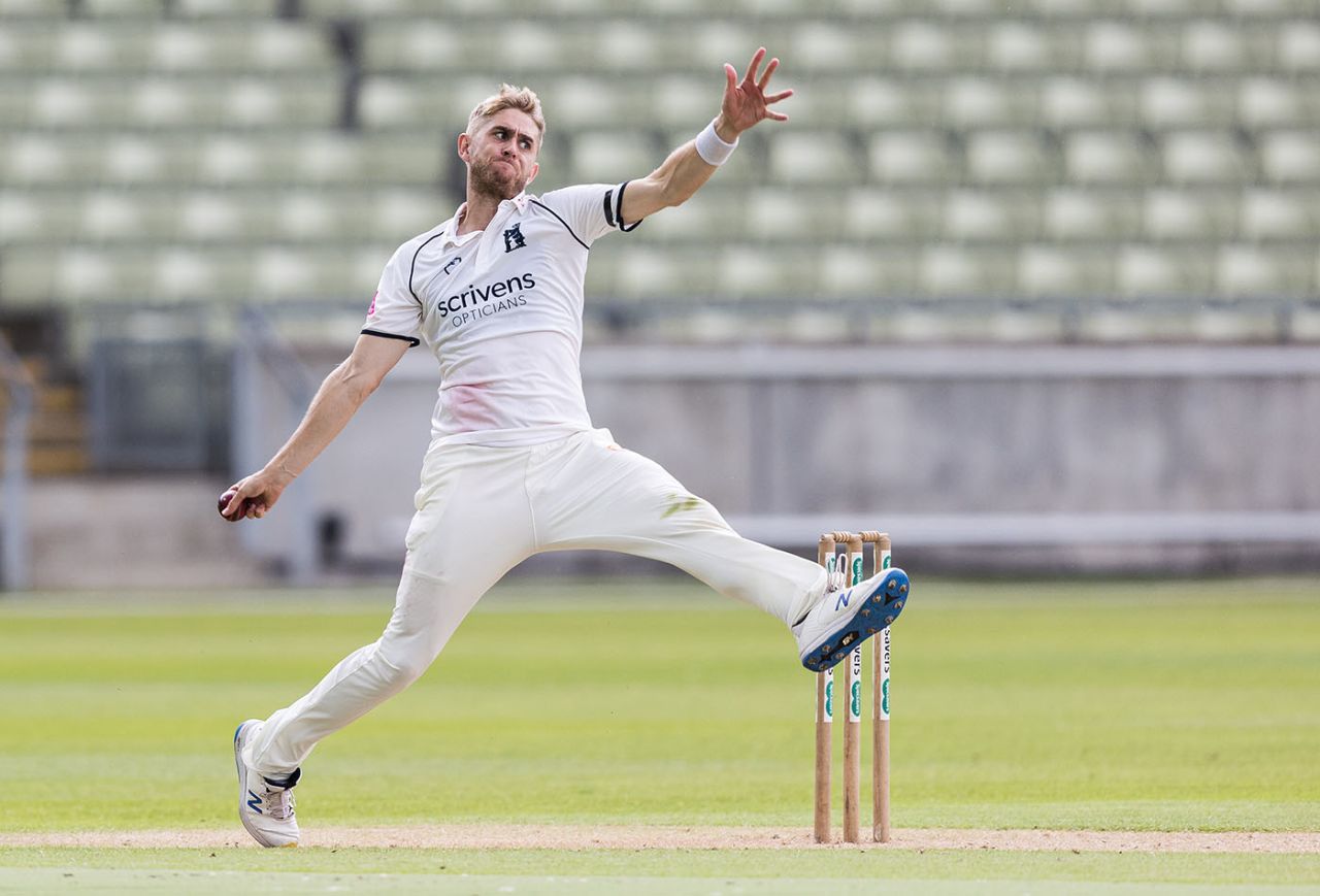 Olly Stone in his delivery stride, Warwickshire v Northamptonshire, Edgbaston, Bob Willis Trophy, August 1, 2020