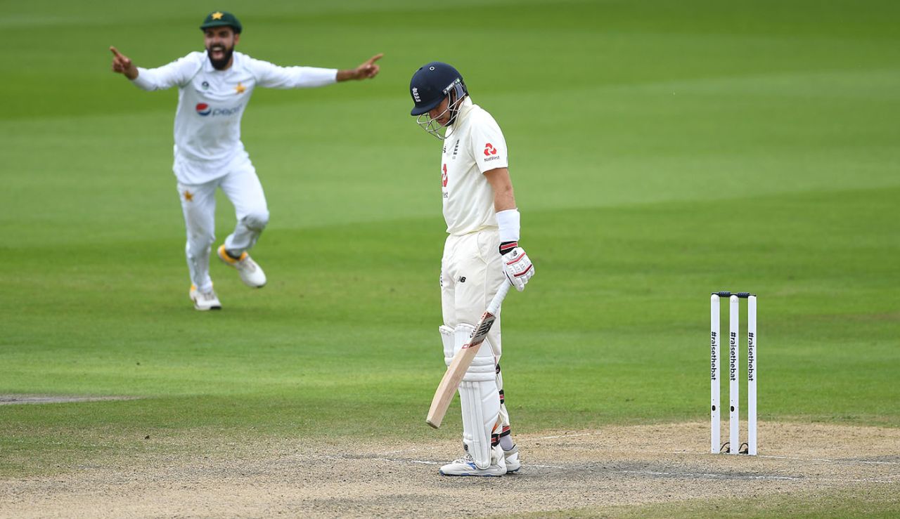 Joe Root was removed by Naseem Shah, England v Pakistan, 1st Test, Old Trafford, 4th day, August 8, 2020