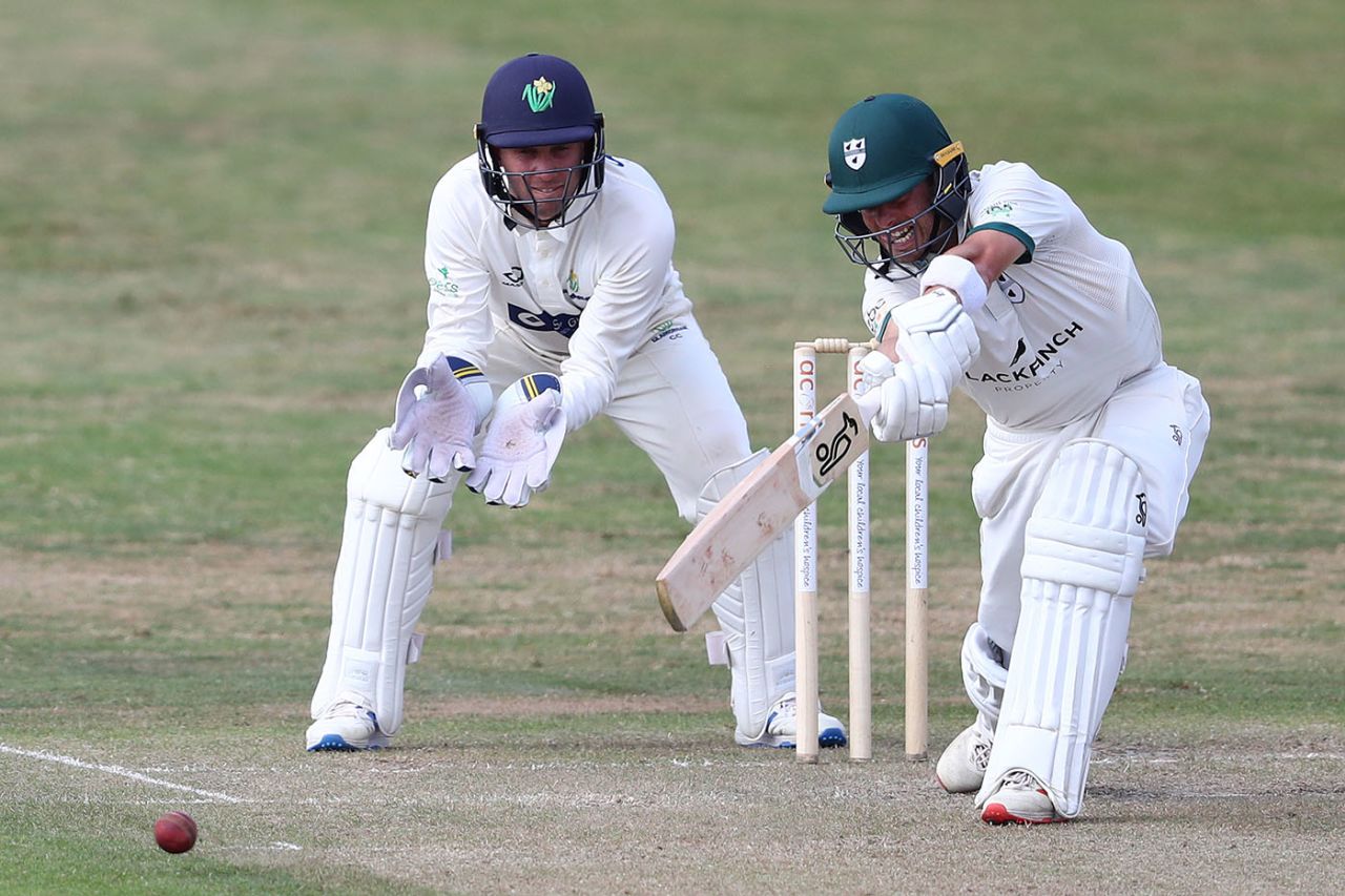 Jake Libby forces one through the covers, Worcestershire v Glamorgan, Bob Willis Trophy, Day 1, New Road, August 8, 2020