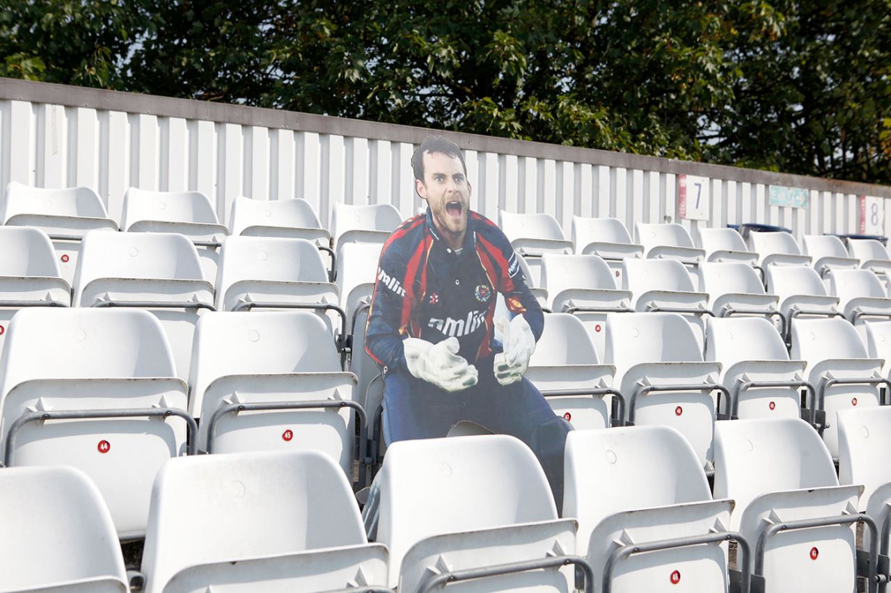 A cardboard cut-out of James Foster watches proceedings at Chelmsford, Essex v Surrey, Bob Willis Trophy, Chelmsford, August 10, 2020