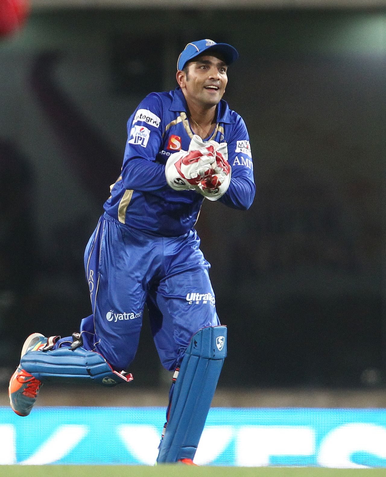 A cheerful Dishant Yagnik after taking Dwayne Smith's catch, Chennai Super Kings v Rajasthan Royals, IPL 2014, Ranchi, May 13, 2014