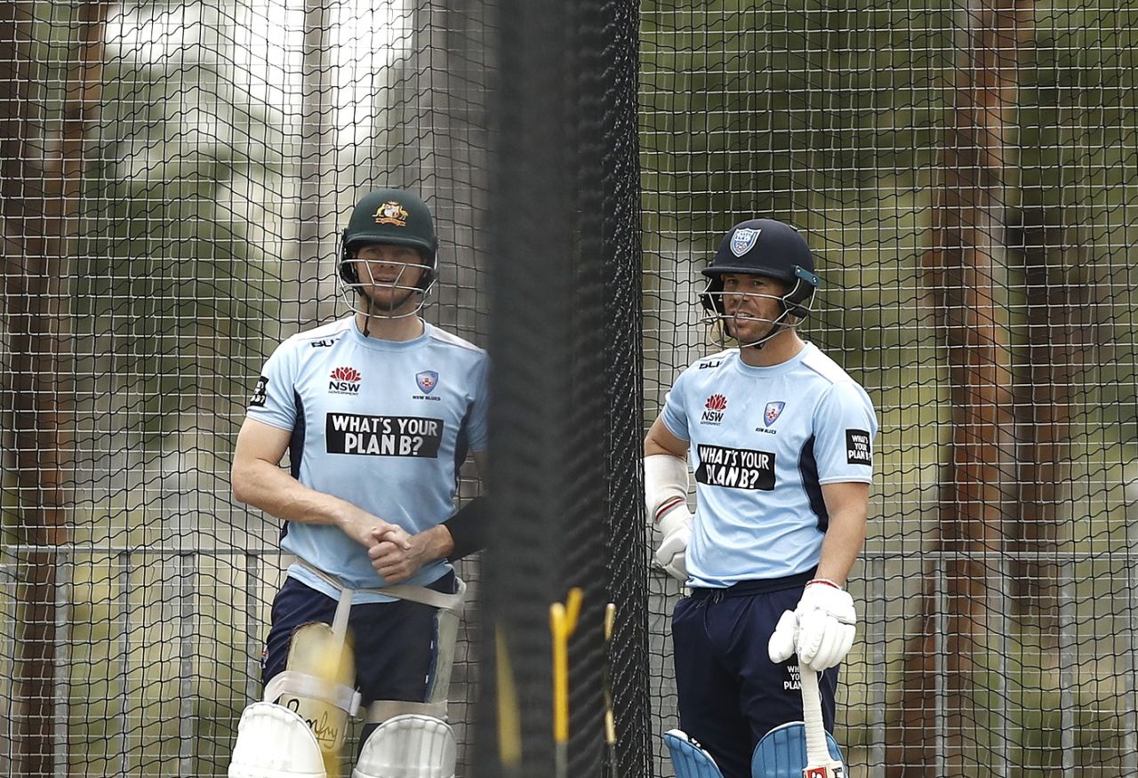 Steven Smith and David Warner at the nets, Sydney, August 14, 2020