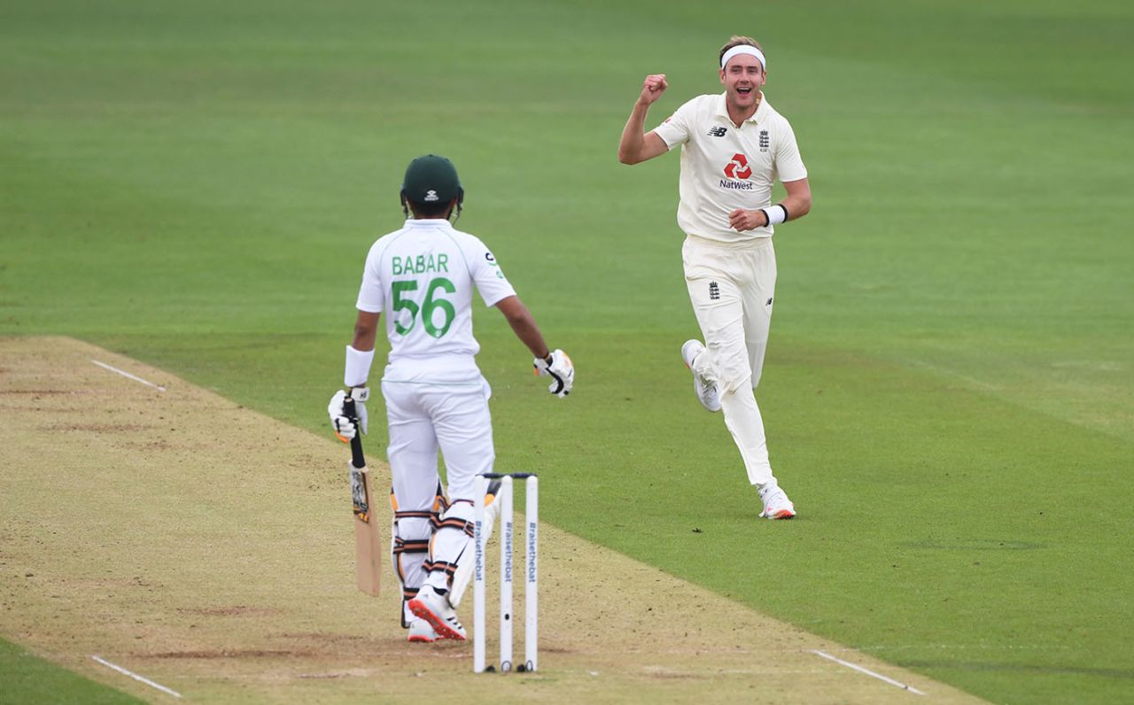 Stuart Broad removed Babar Azam, England v Pakistan, Ageas Bowl, 2nd Test, 2nd day, August 14, 2020