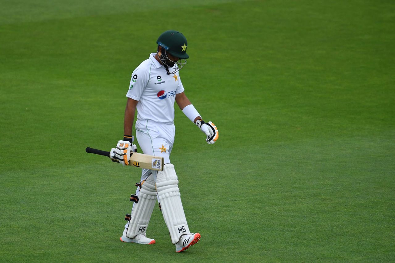 Babar Azam walks off after being dismissed, England v Pakistan, Ageas Bowl, 2nd Test, 2nd day, August 14, 2020