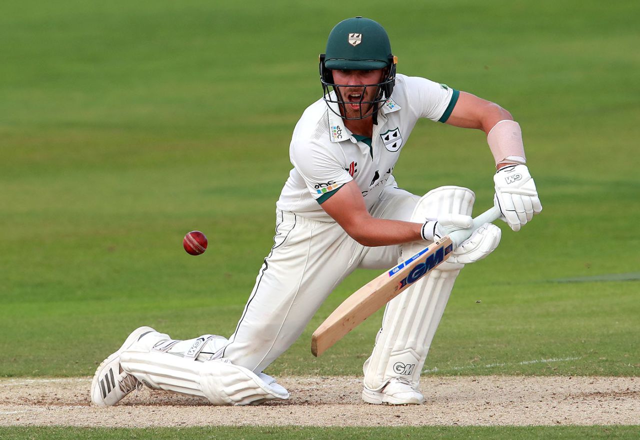 Tom Fell steers into the off side, Northamptonshire v Worcestershire, Bob Willis Trophy, Wantage Road, August 17, 2020