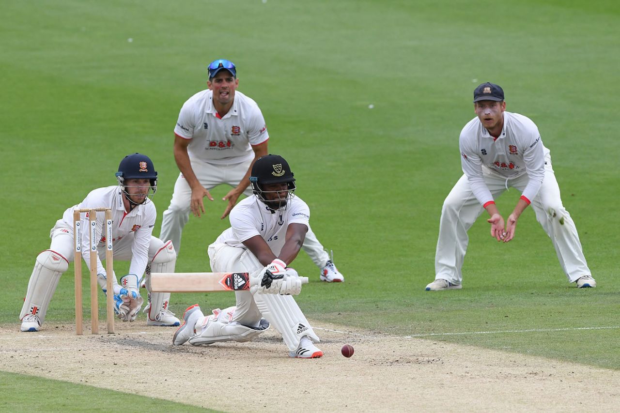 Delray Rawlins reverse-sweeps, Sussex v Essex, Bob Willis Trophy, Hove, August 18, 2020