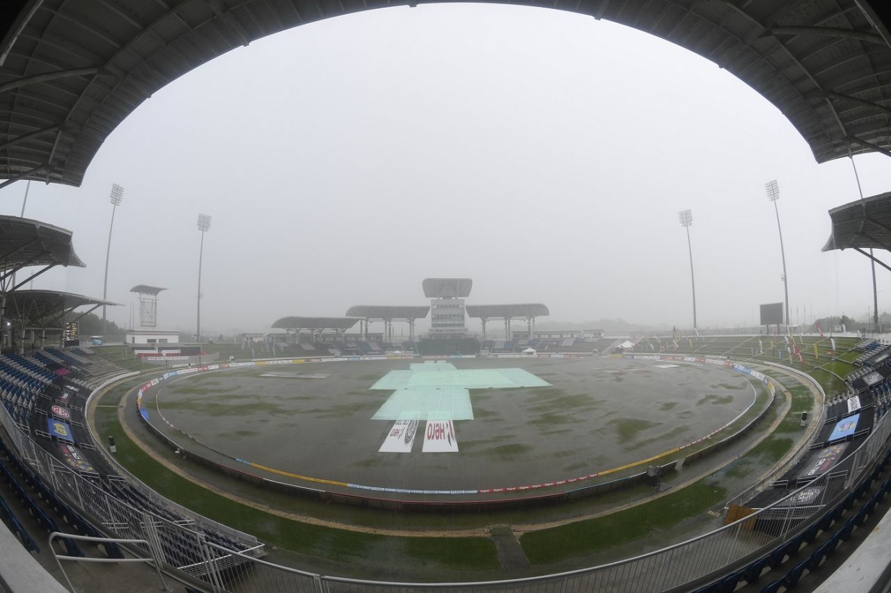 Rain interrupted the Barbados Tridents innings, St Lucia Zouks v Barbados Tridents, Trinidad, August 20, 2020