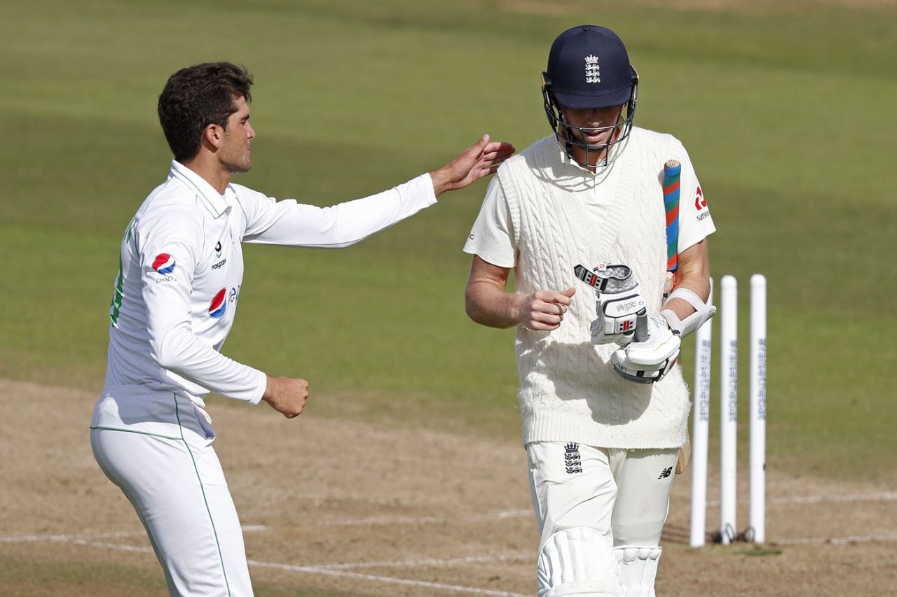 Zak Crawley gets a pat on the back after being dismissed for 267, England v Pakistan, 3rd Test, Southampton, 2nd day, August 22, 2020