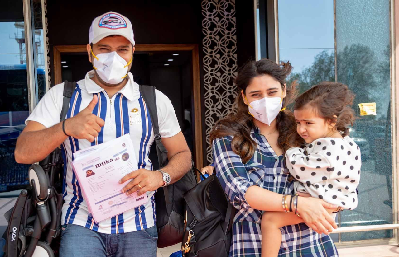 Rohit Sharma and wife Ritika arrive in the UAE with their daughter, August 22, 2020