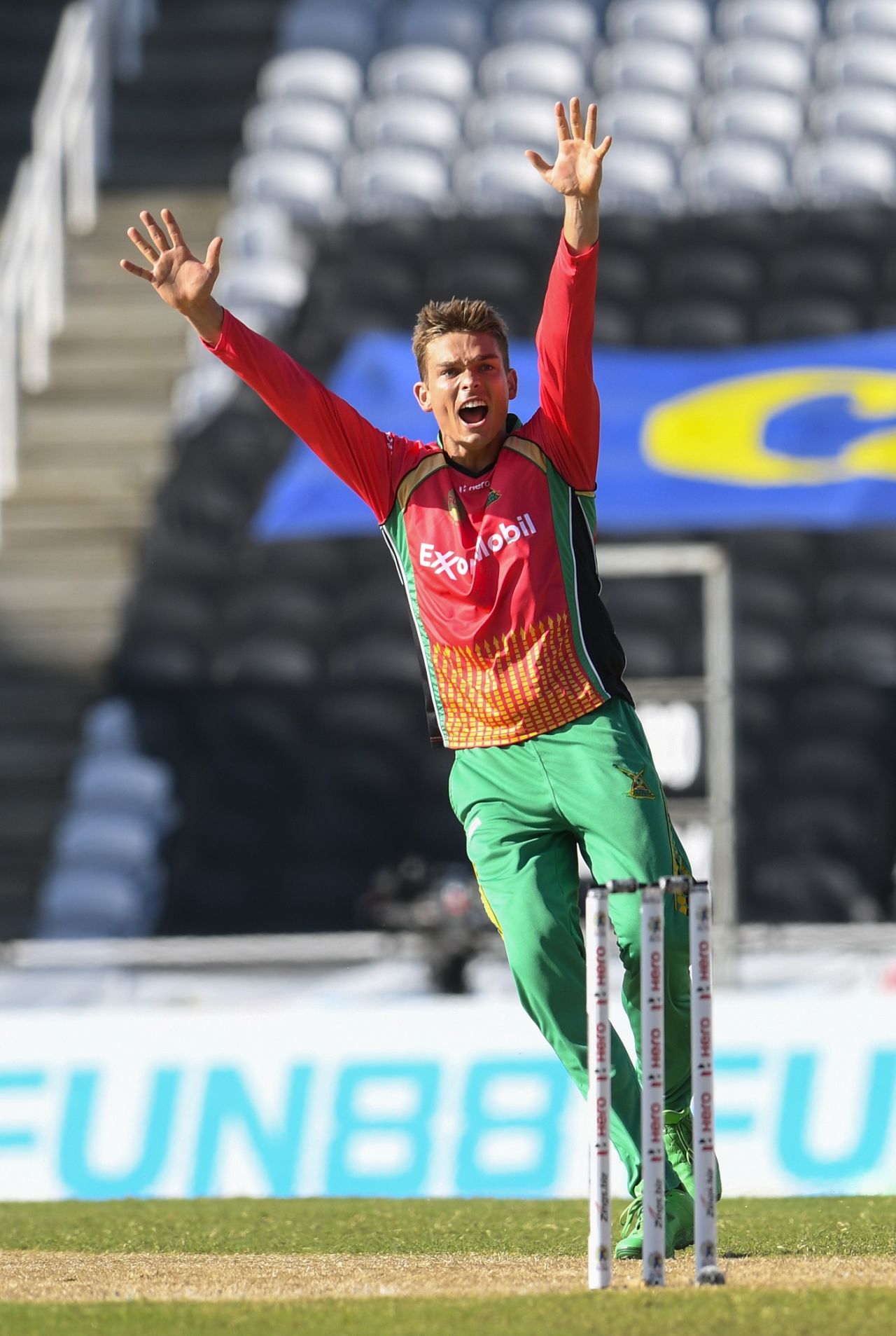 Chris Green appeals successfully against Chadwick Walton, Guyana Amazon Warriors v Jamaica Tallawahs, CPL 2020, Brian Lara Stadium, August 22, 2020
