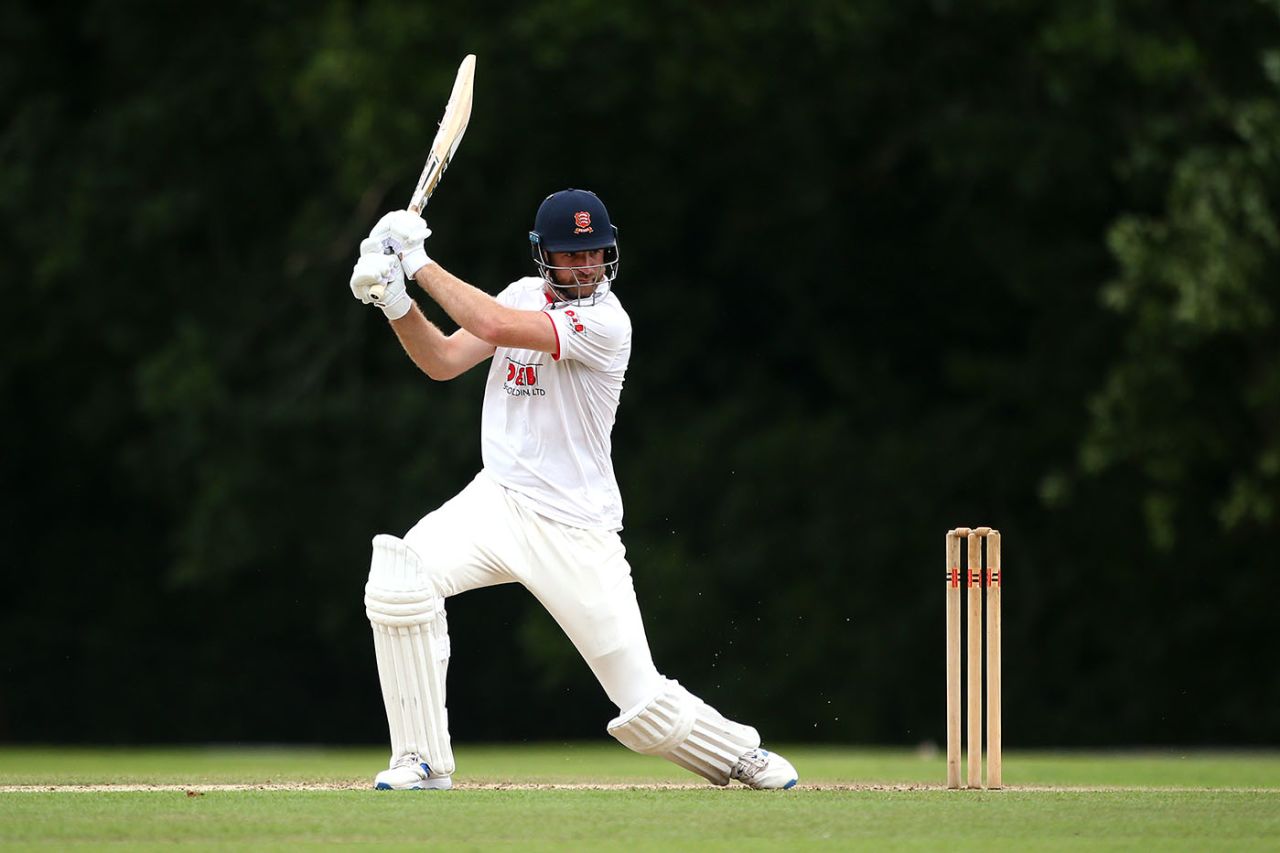 Paul Walter climbs into a drive, Hampshire v Essex, Bob Willis Trophy, Arundel, August 23, 2020