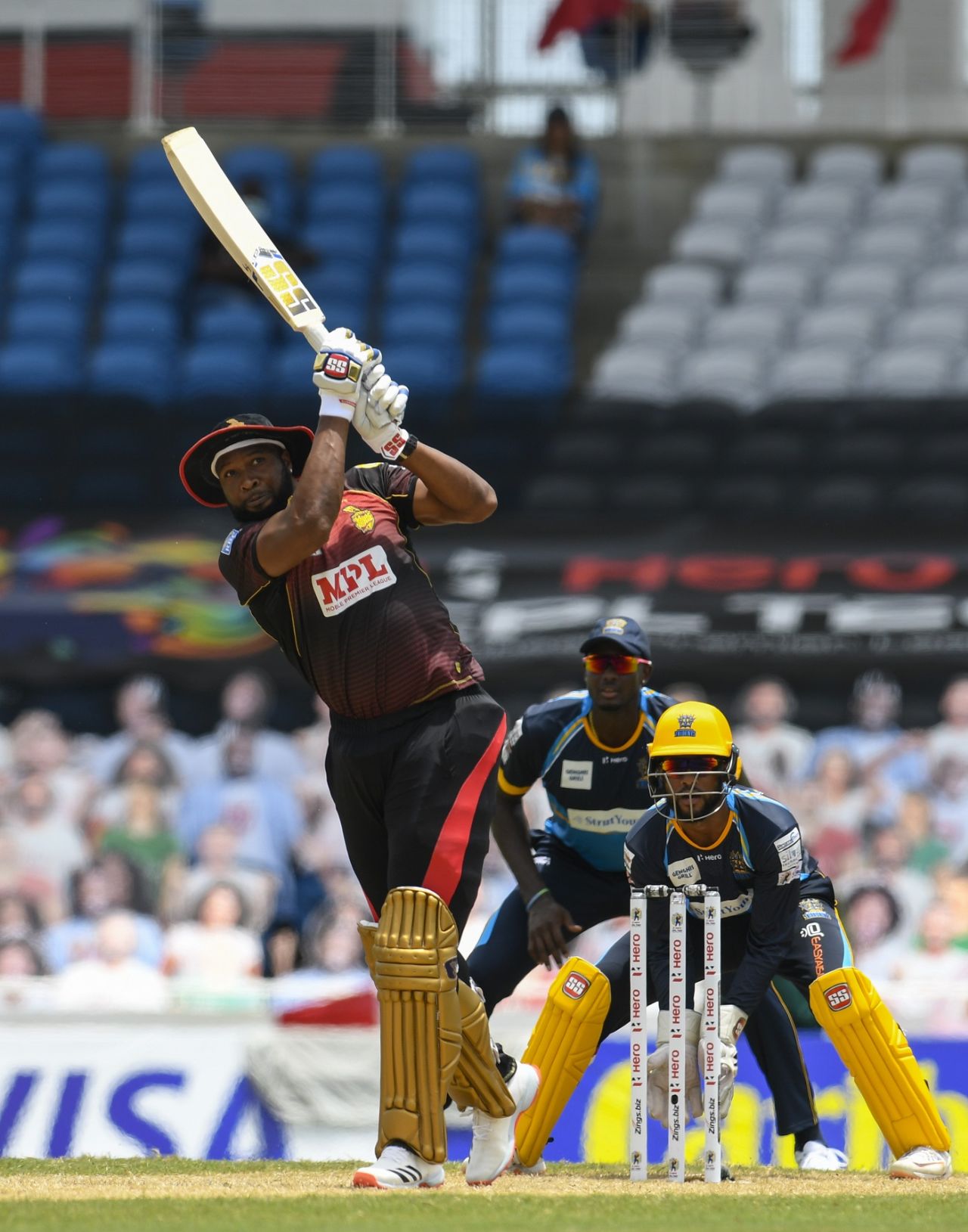 Kieron Pollard cracked 41 off just 17 deliveries against Barbados Tridents, Trinbago Knight Riders v Barbados Tridents, CPL 2020, Trinidad, August 23, 2020