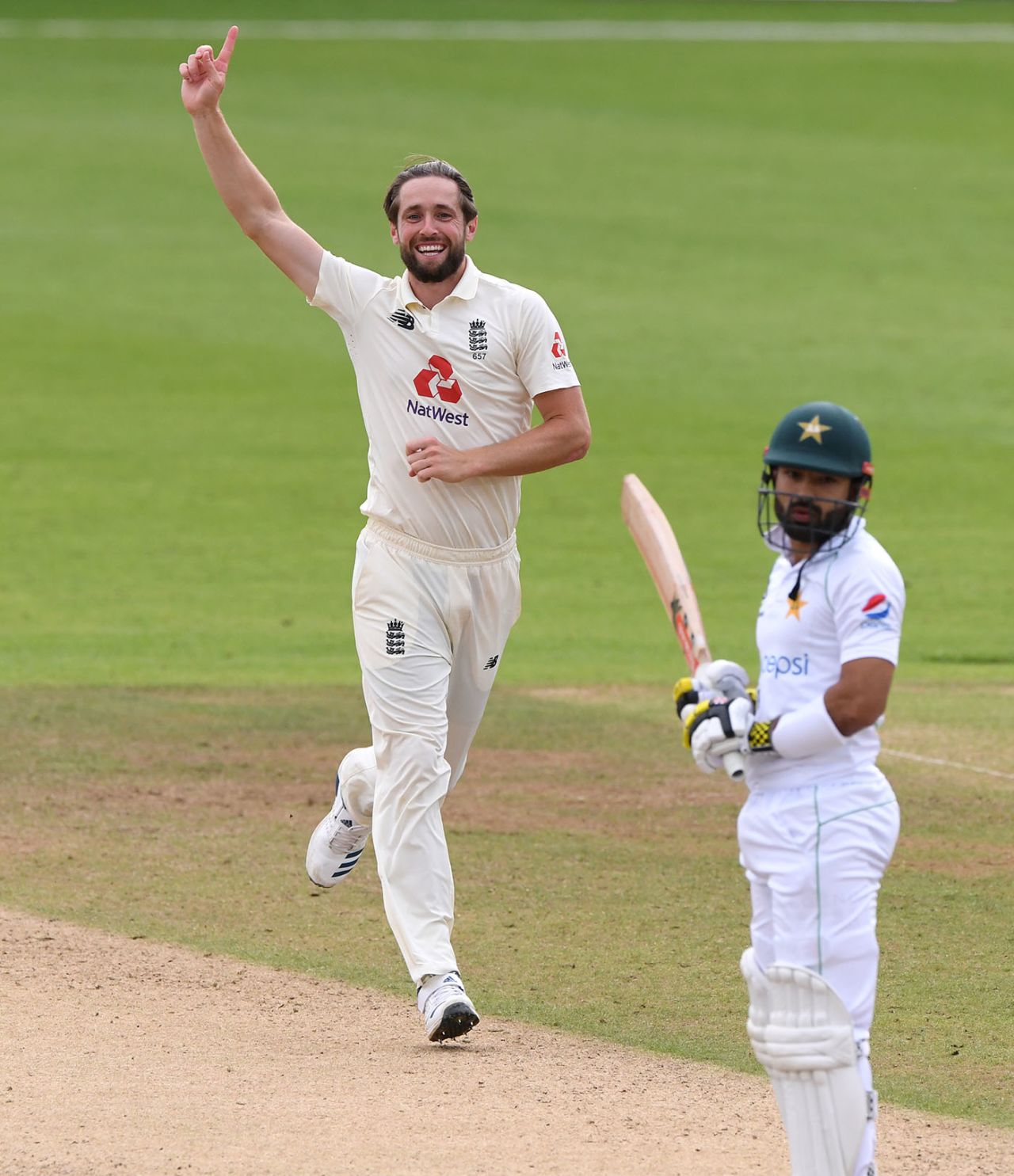 Chris Woakes claimed the wicket of Mohammad Rizwan, England v Pakistan, 3rd Test, Southampton, 3rd day, August 23, 2020