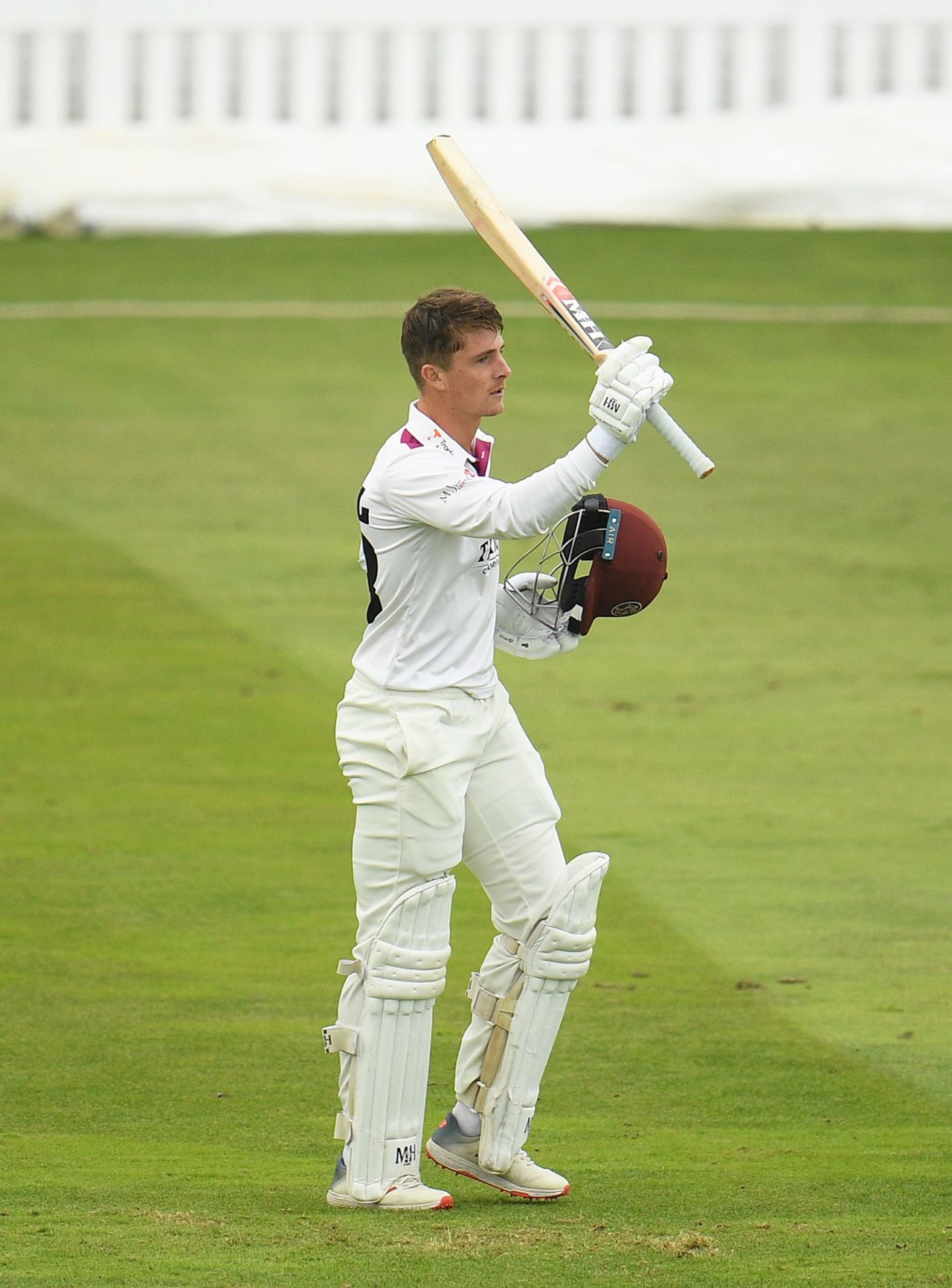 Tom Abell acknowledges his hundred, Somerset v Gloucestershire, Bob Willis Trophy, Taunton, August 23, 2020
